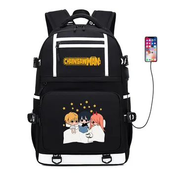 Рюкзак Chainsaw Man для мальчиков и девочек, повседневная сумка, черный детский рюкзак с анимированным принтом, детский рюкзак, школьная сумка для подростков