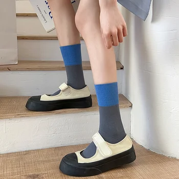Женские Женские носки в стиле журнала CHAOZHU Ins, Корейская мода, модные носки для девочек, цветные лоскутные хлопчатобумажные полуноски для вязания в стиле пэчворк