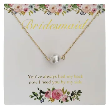 Подарок подружке невесты Жемчужное ожерелье с буквенным тиснением фольгой, открытка для будущей невесты, Свадебный сувенир для подружки невесты