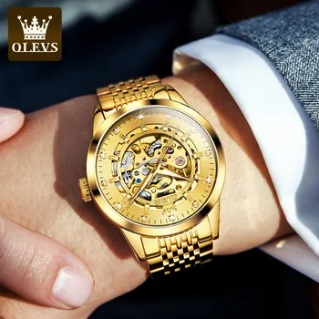 OLEVS 9920, лидирующий бренд, водонепроницаемые светящиеся мужские часы, роскошные мужские часы с автоматическим механическим механизмом, мужские наручные часы
