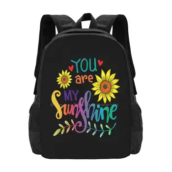 Ты Мое Солнышко Школьные сумки Дорожный рюкзак для ноутбука Желтая песня Happy Love Милые летние рукописные тексты Sunflower Sunny