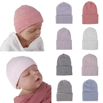 Осенне-зимняя детская шапочка, Удобные однотонные шапочки, безопасная детская медицинская шапочка из пряжи, реквизит для фотосъемки новорожденных, 0-3 м, детская шапочка