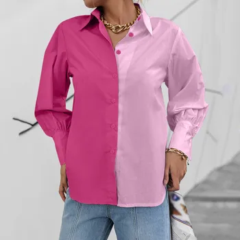 Модная цветная блузка, женские рубашки с отложным воротником и длинным рукавом, блузки, повседневная рубашка, офисные женские топы и блузки