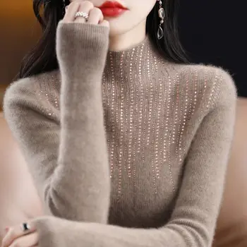 эластичная нижняя рубашка, женский осенне-зимний новый пуловер, вязаный топ в западном стиле с длинными рукавами