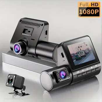 3-Канальный Автомобильный Видеорегистратор HD 1080P с 3 Объективами Внутри автомобиля Dash CamThree Way Camera DVRs Recorder Видеорегистратор Dashcam Camcorder