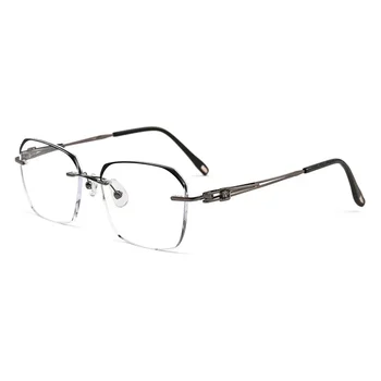 55 мм модные очки без оправы из чистого титана, очки в сверхлегкой оправе по рецепту для мужчин и женщин Z22WK