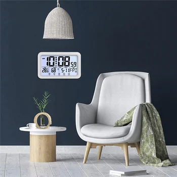 Цифровые настольные часы, электронные Цифровые будильники для спальни дома, с дисплеем времени / календаря / температуры белого цвета