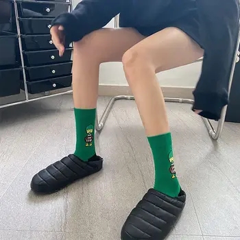 Модные удобные носки для девочек с рисунком Каваи Унисекс в корейском стиле с мультяшными чулочно-носочными изделиями средней длины