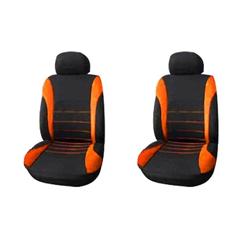 2X Чехлы для передних автомобильных сидений с подушкой безопасности, спортивные ковшеобразные чехлы для сидений, автомобильные чехлы для сидений (черный + оранжевый)