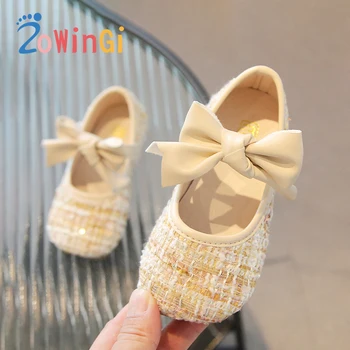 Размер 21-30 Детская обувь для девочки Элегантная повседневная обувь для девочек с галстуком-бабочкой на платформе, обувь для вечеринок, удобная детская обувь zapatos bebe niña