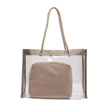 2023 Новая Летняя Прозрачная сумка через плечо, женская сумка-тоут, сумки и кошельки большой емкости, модная женская сумка с верхней ручкой из ПВХ
