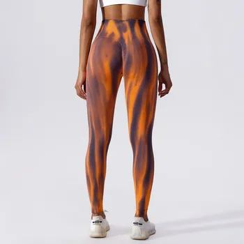 Женские бесшовные градиентные штаны для йоги, спортивные леггинсы с высокой талией, колготки с радужной краской, штаны для бега в спортзал, леггинсы с эффектом пуш-ап