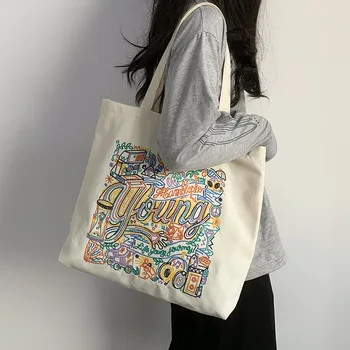 Youda, Новый стиль, модная холщовая сумка с вышивкой, женская сумка с винтажным рисунком, большие повседневные сумки-тоут для покупателей