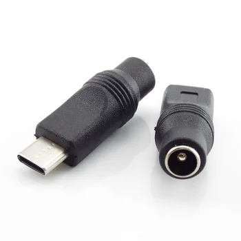 Адаптер Питания Постоянного Тока Конвертер Type-C USB-Штекер в 5,5x2,1 мм Разъем-Розетка для Ноутбука Ноутбук ПК Мобильный Телефон