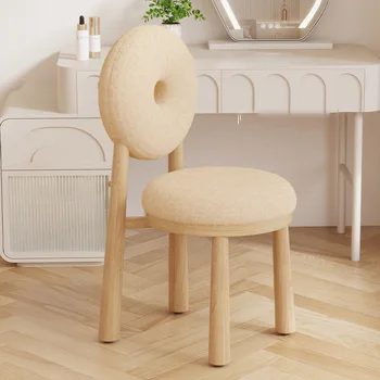Косметический круглый стул для спальни, офиса, игрового туалетного столика, мебель для дома Sillas Para Sala De Estar из скандинавского дерева с бархатной подушкой