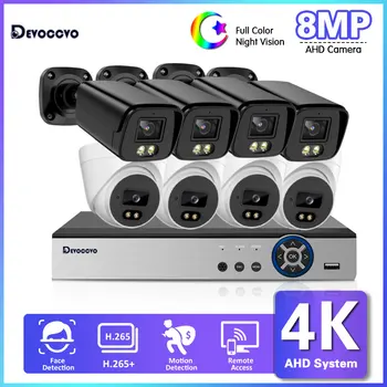Комплект Системы безопасности Камеры видеонаблюдения 4K AHD 8CH DVR Kit XMEYE Face Detection BNC Camera Комплект Видеонаблюдения Цветного Ночного Видения 8MP
