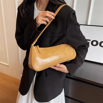 Простые женские сумки через плечо в стиле ретро, модная сумочка для покупок подмышками, женская сумочка на цепочке, сумки-тотализаторы, Высококачественные кожаные сумки-болсы