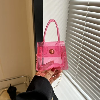 Маленькая прозрачная сумка из прозрачного ПВХ для женщин, сумки через плечо, повседневная сумка-тоут, роскошные Брендовые дизайнерские мини-сумки, кошельки, сумки через плечо