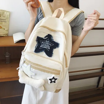 Y2K Корейская Кавайная сумка для книг Модный Джинсовый рюкзак с надписью Cute Star Студенческие сумки Школьный рюкзак Для девочек Рюкзаки для женщин
