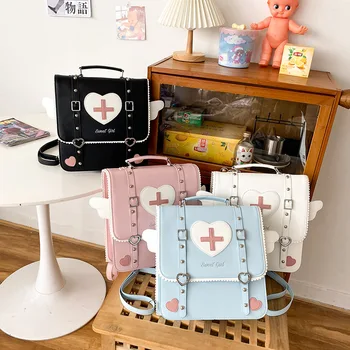 Корейский Милый рюкзак Lolita Sweet Y2k в элегантном стиле, рюкзак Angel Wings, школьная сумка для девочек, Японский рюкзак Jk из искусственной кожи для путешествий