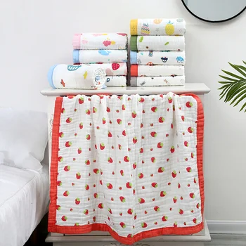 110 * 110 см Летние Четыре сезона, 4 слоя муслинового хлопчатобумажного детского полотенца для новорожденного малыша, Тонкое одеяло для кондиционирования воздуха, банное полотенце