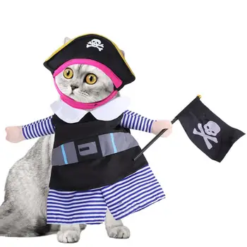 Костюмы Пиратского кота, Забавные Маскарадные костюмы для собак, Одежда для кошек, Переодевание Собаки, костюм Пирата для косплея на Хэллоуин
