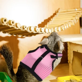 4 Штуки шлейки для кроликов и поводка в комплекте- Регулируемый поводок, дышащая сетчатая шлейка для прогулок кроликов на свежем воздухе