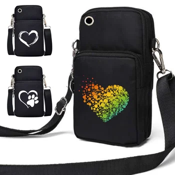 Универсальный чехол для мобильного телефона, сумки через плечо для Samsung iPhone Xiaomi, женская сумка на запястье, кошелек, Мини-спортивная сумка для рук, сумка с принтом Love