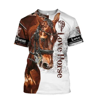 Мужская модная женская футболка с 3D-принтом в виде лошади, большая свободная футболка с круглым вырезом, повседневная футболка с коротким рукавом, одежда для лошадей