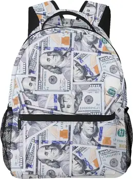 100 Долларовая купюра, повседневный школьный рюкзак, портативный рюкзак для занятий спортом на открытом воздухе, дорожная сумка 16 дюймов, один размер