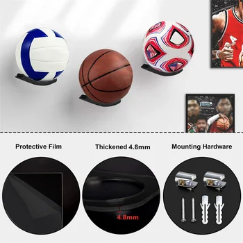 Баскетбольная настенная акриловая подставка для показа мячей, Футбольный кронштейн, Прямоугольная стойка, Баскетбольный декор, орнамент, Футбол