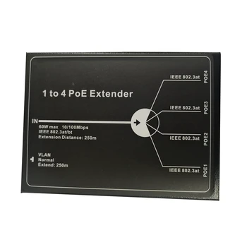От 1 до 4 PoE Extender 10/100 М 4-Портовый PoE Extender IEEE802.3At Poe Extender Max Удлинитель 250 М 65 Вт Макс для Ip-камеры