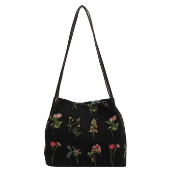 Женская модная сумка для покупок большой емкости, холщовая сумка-Хобо с цветочным узором, женская дорожная повседневная сумка