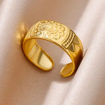 Кольца из нержавеющей стали для женщин, модные женские украшения для пальцев золотого цвета с гальваническим покрытием, бесплатная Доставка