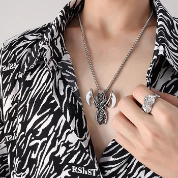 Мужское ожерелье в стиле панк-рок с подвеской в виде демона, универсальный подарок бойфренду из титановой стали