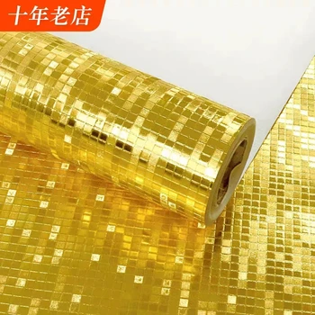 Сусальное золото, золотая мозаика, самоклеящиеся светоотражающие обои, фон для телевизора, стена, фон для клуба, стена, потолок, роскошь