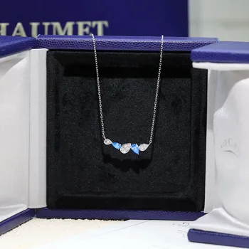 Французский роскошный бренд ювелирных изделий из стерлингового серебра 925 пробы, ожерелье с каплями воды синего цвета для женщин без камня