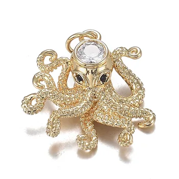 Pandahall, латунь с осьминогом, микро-прозрачные подвески с фианитом, подвески для ожерелья, браслета, серьги, подарка для изготовления ювелирных изделий
