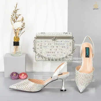 QSGFC Косметичка с индивидуальным дизайном в Африканском стиле С заостренными туфлями на шпильках, Благородное и щедрое украшение, полное бриллиантов