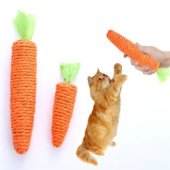Прочная плетеная устойчивая к укусам морковка, игрушка для кошек, Игрушки для жевания бумажной веревки, Встроенный колокольчик, Маленькие животные, Милые игрушки для домашних животных