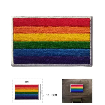 Нашивка с вышивкой радужного флага, многоцветный флаг, уличный рюкзак, поясная сумка, пальто и шляпа, декоративные тканевые наклейки, значок гея