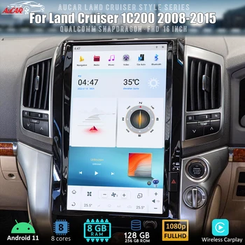 Автомобильный радиоприемник AuCar с 16-дюймовым экраном Tesla Android 11, головное устройство GPS-навигации для Land Cruiser LC200 2008-2015, DVD-стереоплеер