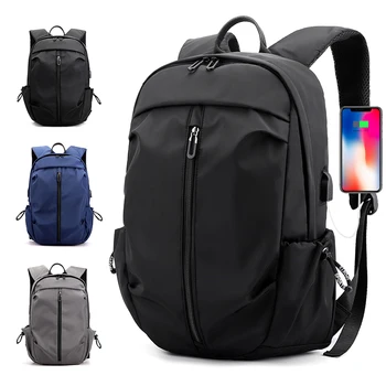 USB-рюкзак, мужская нейлоновая Водонепроницаемая дорожная сумка, Новая Простая однотонная сумка для отдыха, легкая Мужская сумка для фитнеса, спортивная сумка, Черный, серый