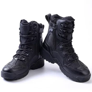 Кожаные Износостойкие дышащие мужские высокие ботинки для пустыни Для скалолазания Охоты пеших прогулок тренировок по стрельбе Военные Тактические ботинки