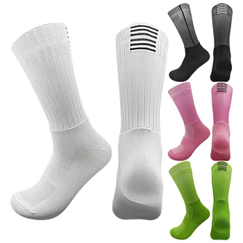 Новые мужские и женские однотонные велосипедные носки, нескользящие силиконовые носки, дышащие сетчатые носки