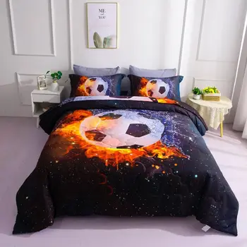 Футбольный Футбольный пододеяльник, комплект одеял, кровать в сумке, полноразмерный футбольный мяч 3D Galaxy, спортивный комплект постельного белья для мальчиков и детей
