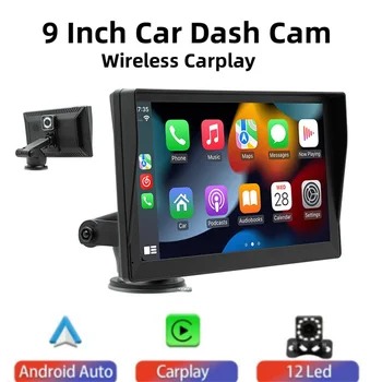 Универсальный 9-Дюймовый Монитор С Сенсорным Экраном Автомобильный Беспроводной CarPlay Android auto Stereo Radio DVR Dash Cam Kit Мультимедийный MP5 Плеер FM R