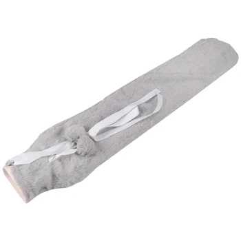 Удлиненная мягкая грелка объемом 2 л с крышкой, пригодная для носки грелка для тела, шеи, серая