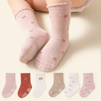3 пары Корейских детских мягких модных носков с героями мультфильмов, детские чулки средней длины, длинные носки для маленьких мальчиков и девочек, повседневные носки