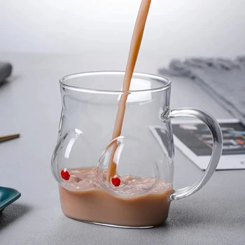Креативная форма тела Стеклянная кружка с ручками Стаканы для виски Вино Сексуальная Леди Грудь Сок Пивная чашка для Водки Кофе Молоко Вода Чай